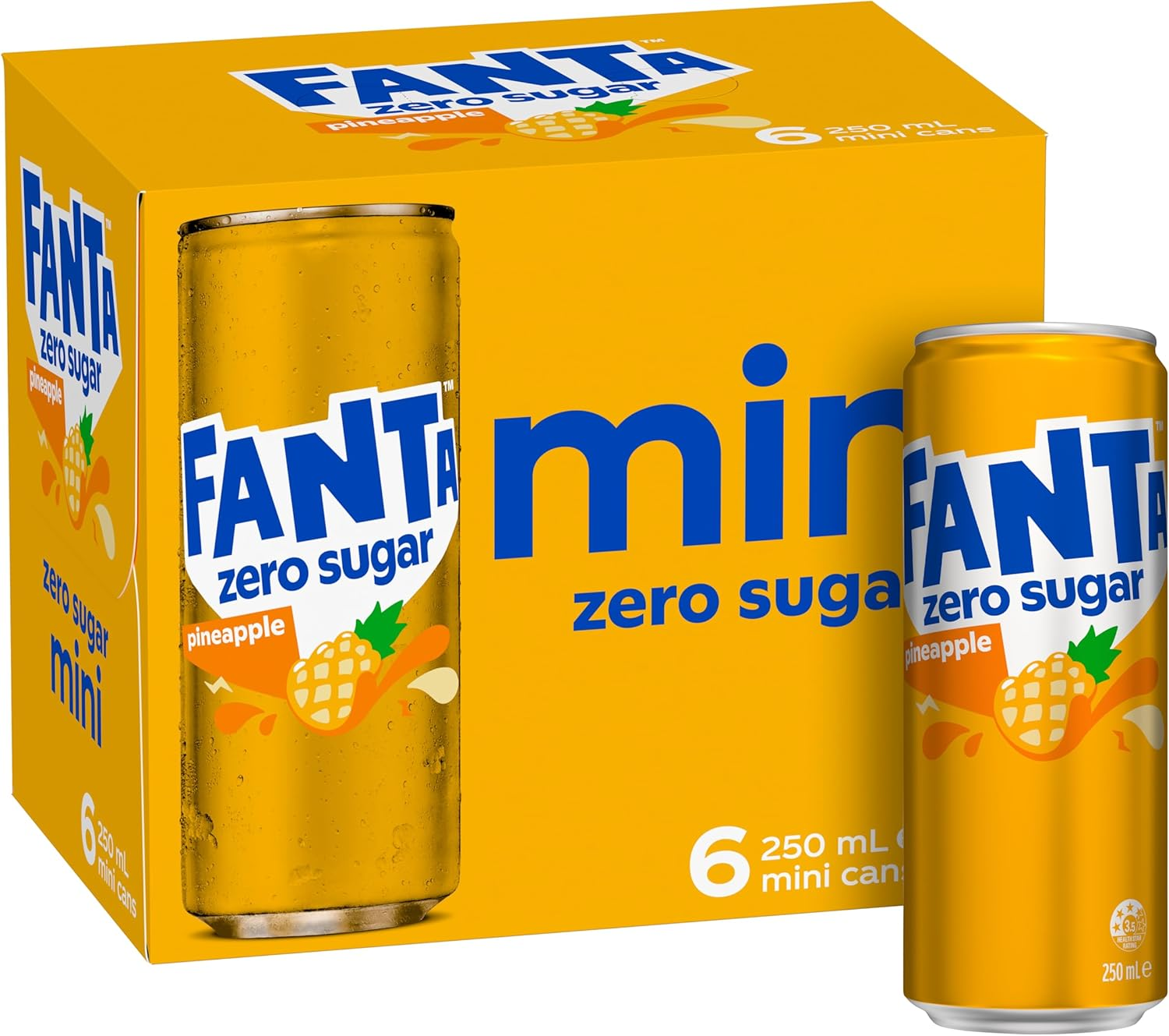 Fanta Pineapple Zero Sugar 6 X 250Ml Soft Drink image number 4