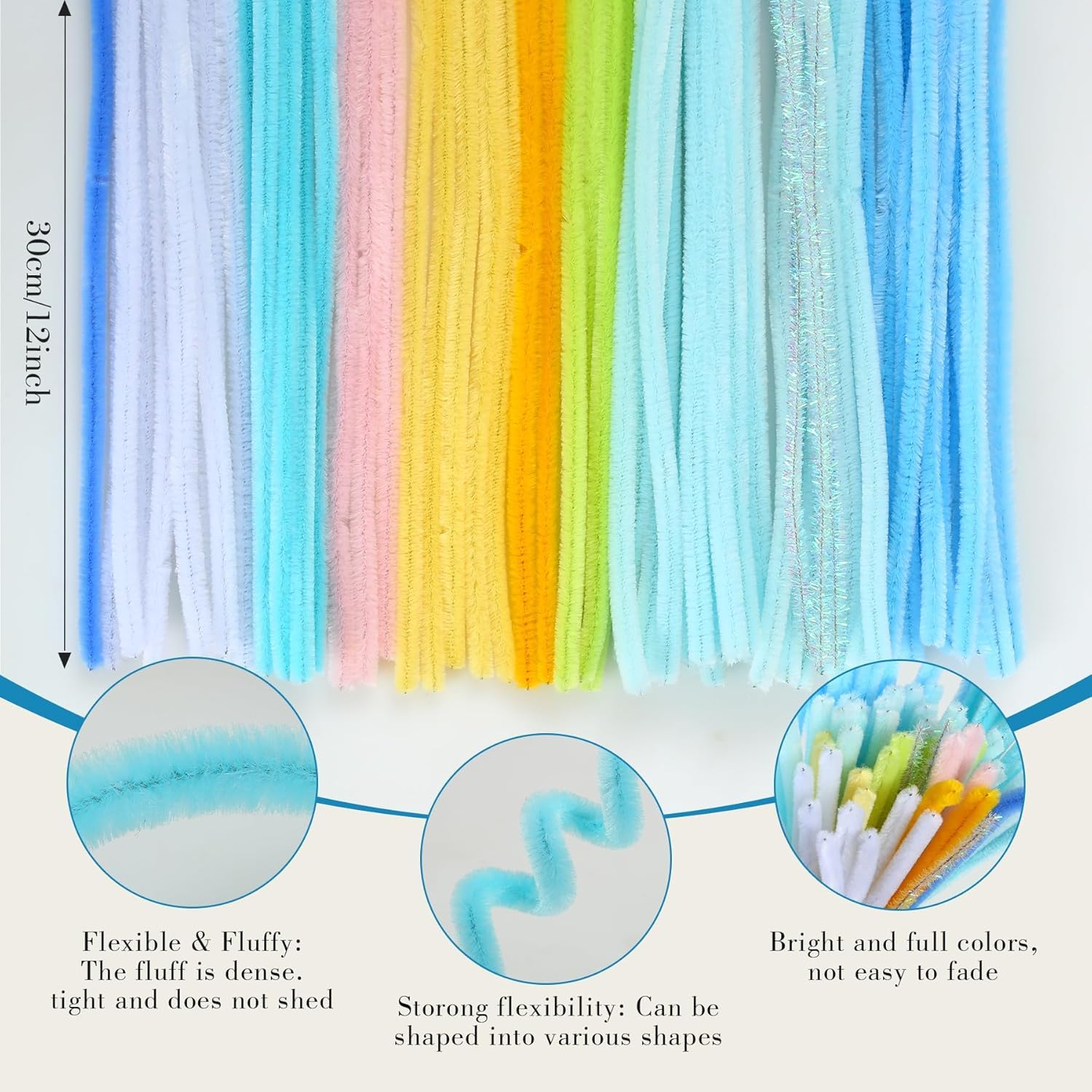 Pipe Cleaners Craft, Flower Making Set, Thick & Durable Chenille Stems Fuzzy Sticks Craft Supplies Pipe Cleaners for DIY Art and Craft Creative