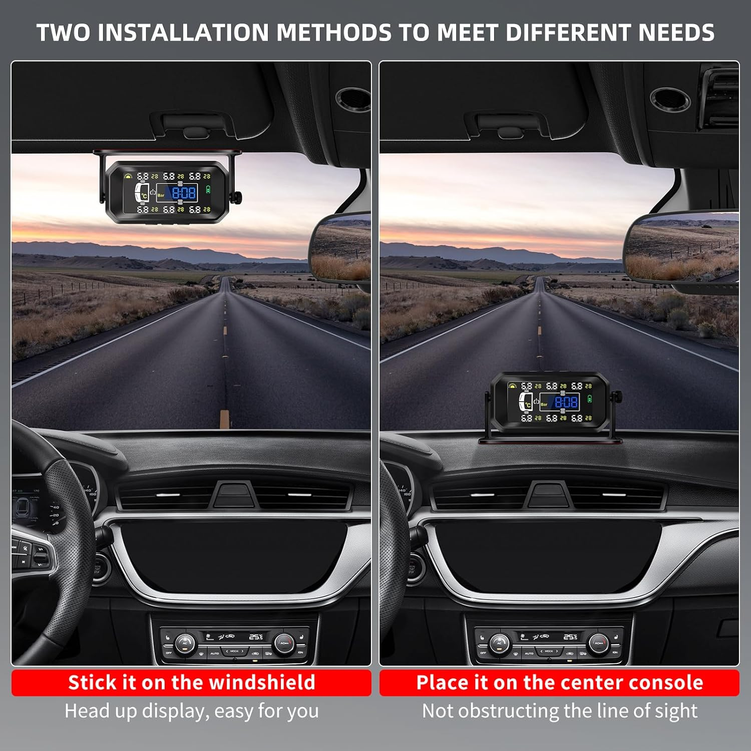 Tyre Pressure Monitoring System, Wireless Solar TPMS with 6 External Sensors, Real-Time Monitoring Pressure &Temperature, Auto Sleep Mode, Tire Pressure Sensors for RV Trailer Truck Pickup(0-144 PSI) image number 6