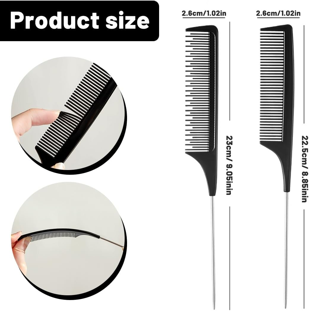 JRYXDS Set of 3 Tail Combs Fine Tooth Comb Professional Hairdressing Comb Antistatic Heat Resistant Teasing Hair Comb for Men and Women image number 1
