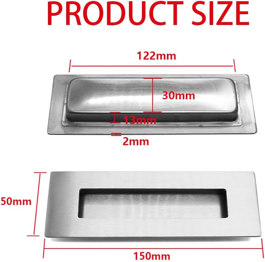 2 Pack 150Mm Flush Sliding Closet Door Pulls,Pocket Doorpull,Brushed Stainless Steel Rectangular Door Pulls Hardware for Sliding Barn Bypass Door Handles image number 3
