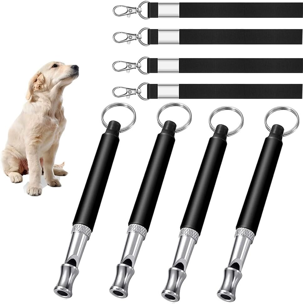 Dog Whistles for Recall, 4Pcs Recall Pet Training Whistles,Dog Whistle Training, Silent Whistle for Dog Recall,Ultrasonic Dog Whistle,Portable Recall Dog Training Whistles with Lanyard, Black image number 4