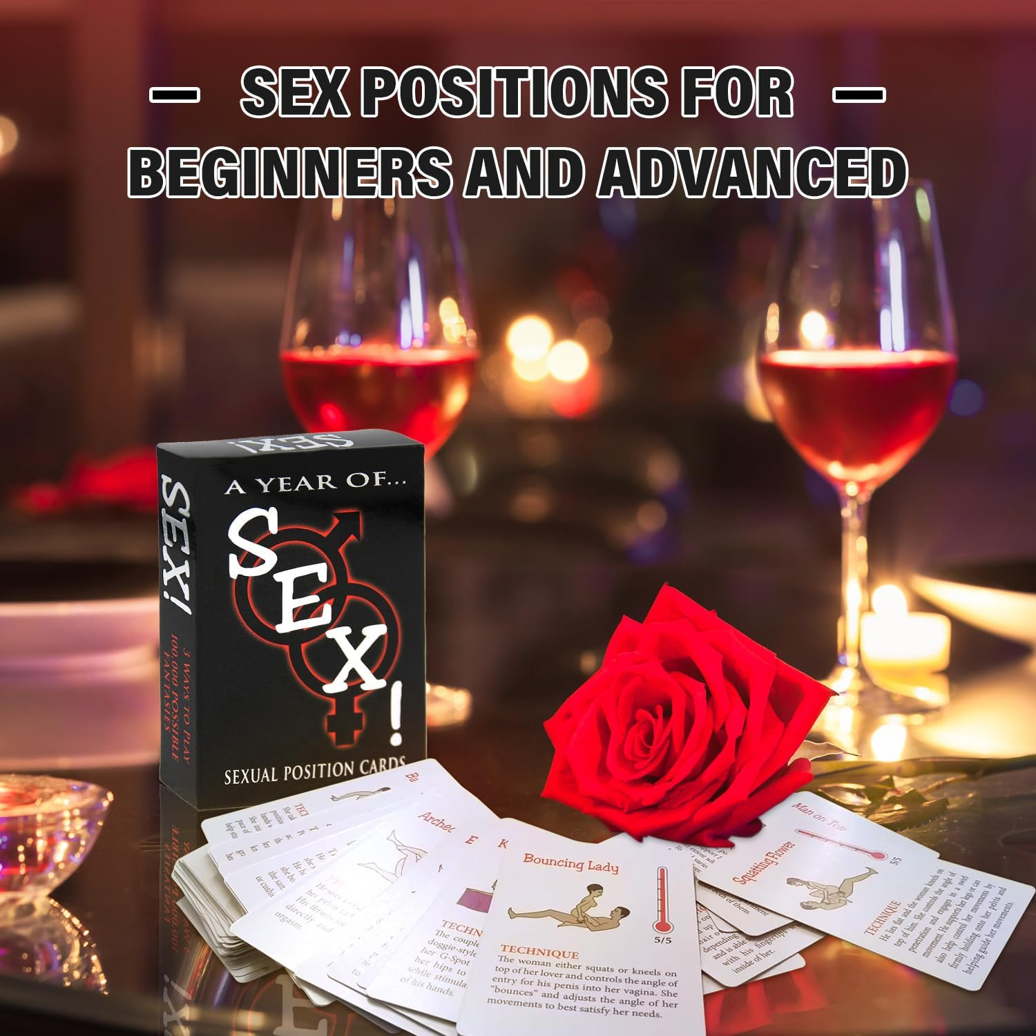 Adult Sexual Position Card the Fun and Passion Excited & Exhausted Couples Drinking Game with Illustrated Bedroom Battle Cards U4