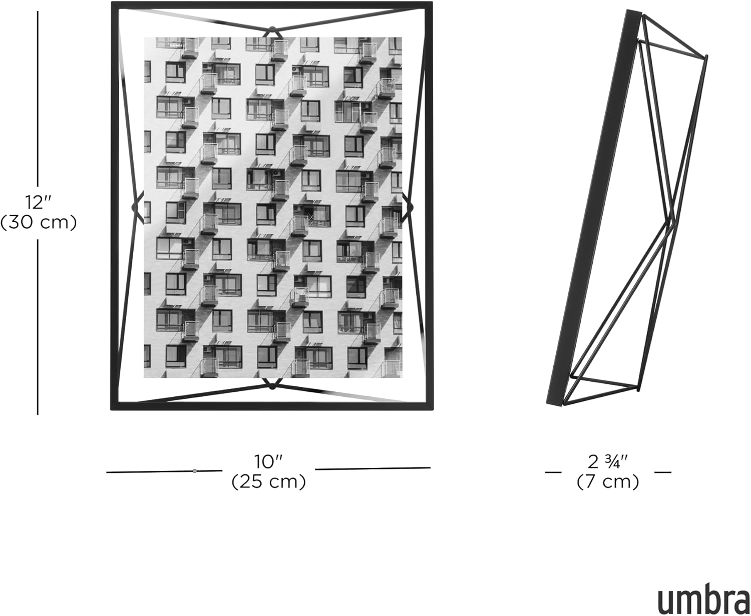 Umbra Prisma Picture Frame, 8X10 Photo Display for Desk or Wall, Black Photo Display image number 2