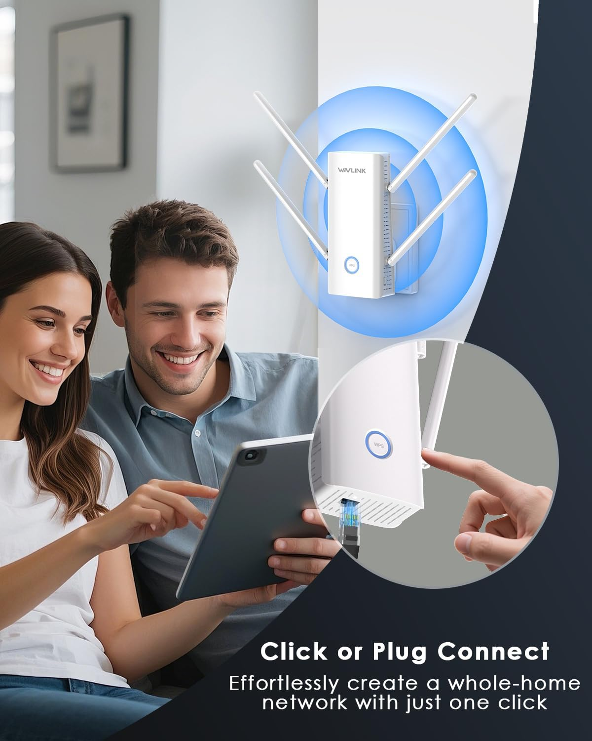 WAVLINK AX3000 Wifi 6 Extender - Internet Extender Wifi Booster with 5 High-Gain Antennas & Beamforming, Dual Band Whole Home Coverage, Gigabit Port, Repeater/Ap/Router Mode for 256 Devices image number 6