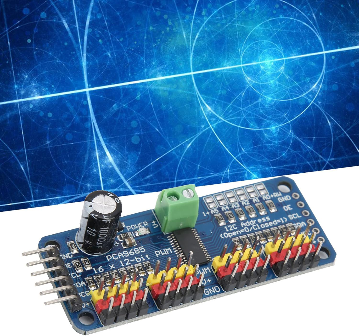 Needlid Motor Drive Module, 16 Channel PWM Servo Driver, High Resolution PCA9685 Chip, Mini ITX Motherboard Compatible image number 4