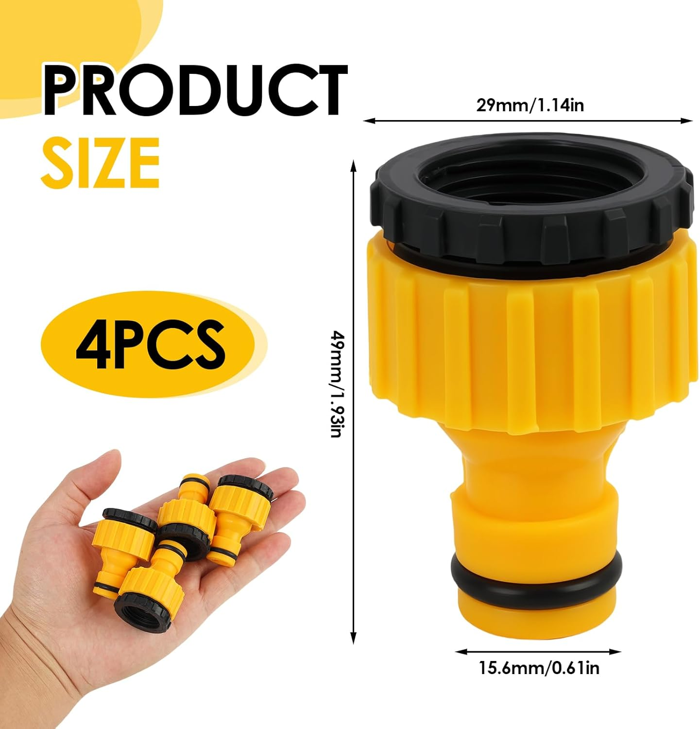 4-Pack Universal Hose Tap Connector Set, Durable Plastic 2-In-1 Threaded Faucet Adapter, Compatible with 3/4" and 1/2" Taps for Garden, Kitchen, Outdoor Use - Includes Sealing Rings image number 4