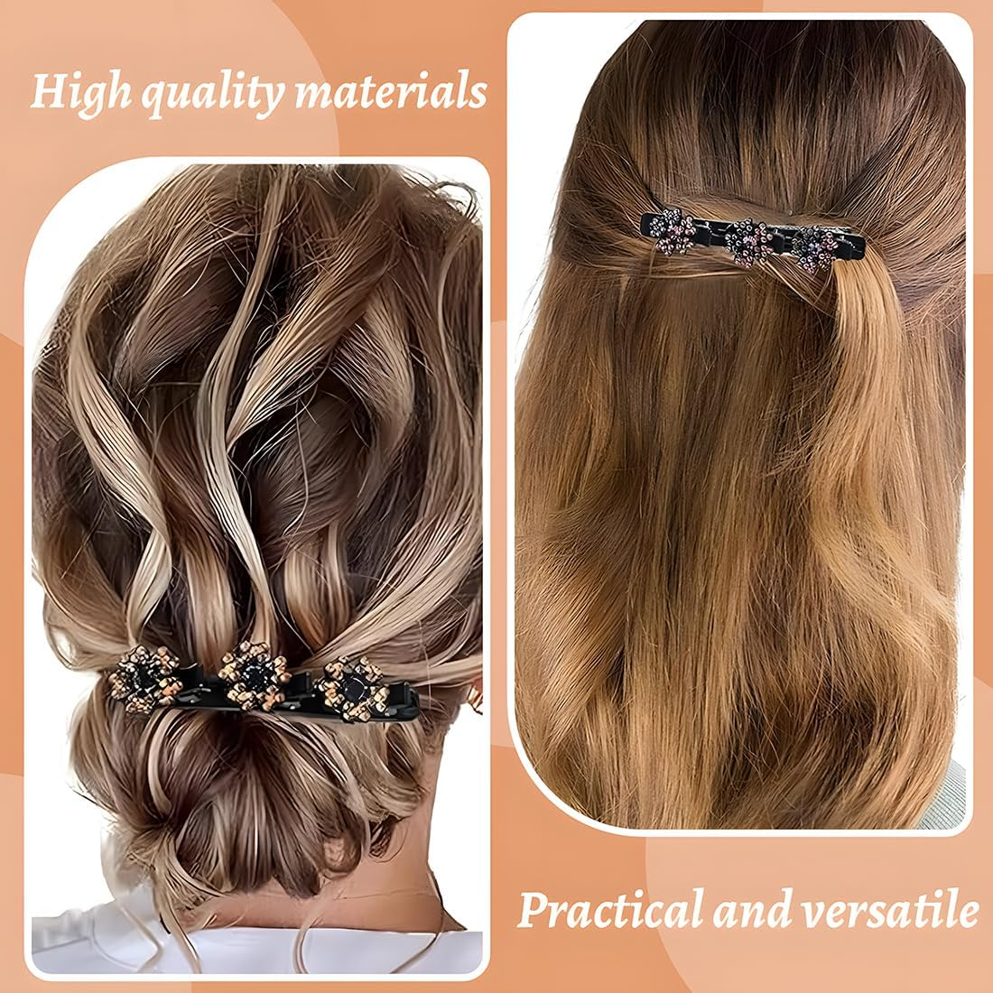 Pack of 4 Crystal Hair Clips Women - New Flowers, Hair Clips Women with Sparkling Crystal Stones Elegant Hair Styling Clips Hummingbird Hair Clip Rhinestone Hair Clips Hair Clips image number 4