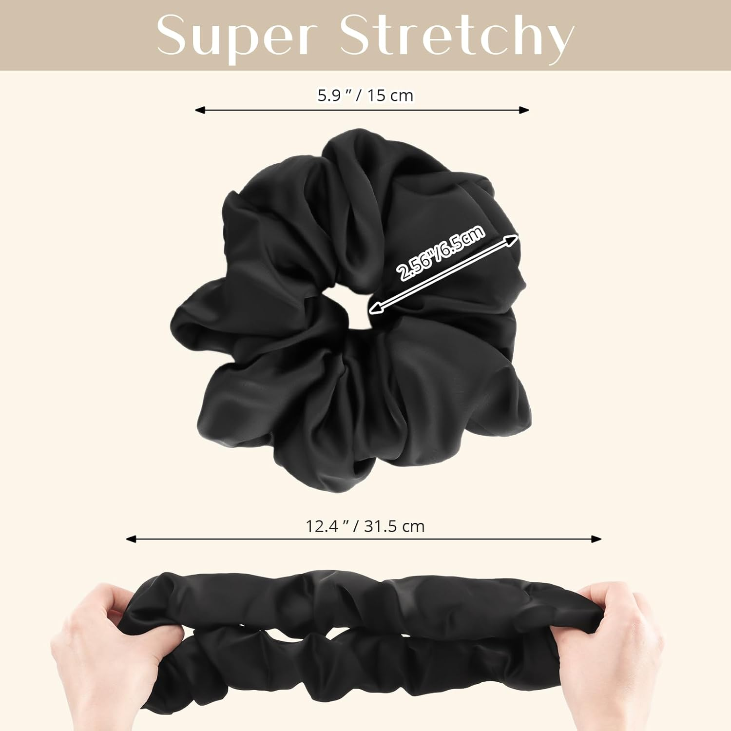 Lolalet Big Scrunchies for Women, 5.9 Inch Large Satin Scrunchies Jumbo Hair Scrunchies Oversized Elastic Hair Ties Extra Large Scrunchy Giant Hair Bands for Thick Curly Hair -4 Pack, Style F image number 4