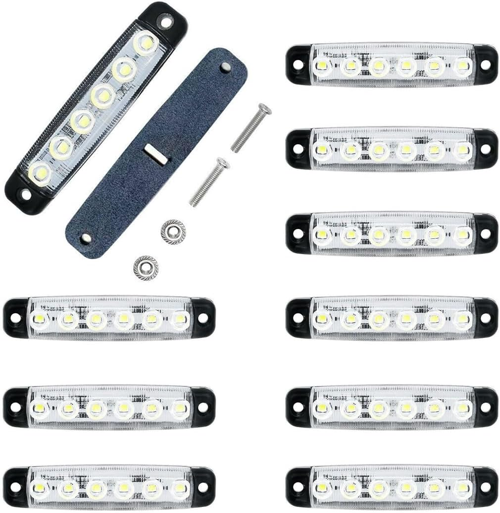 AIMALL 10X 12V Marine Boat LED Deck Courtesy Lights Waterproof White Stern Transom Lamp, Long Lifespan & Energy Efficient, 3.78" X 0.79" X 0.39" image number 1