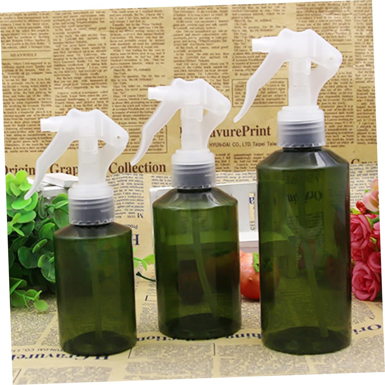 PAMINGONO 5Pcs 100Ml Plastic Spray Bottles Fine Mist Sprayer, One-Hand Pressure Dispensing Trigger, Green Square Subpackaging Bottles for Travel and Home Use image number 1