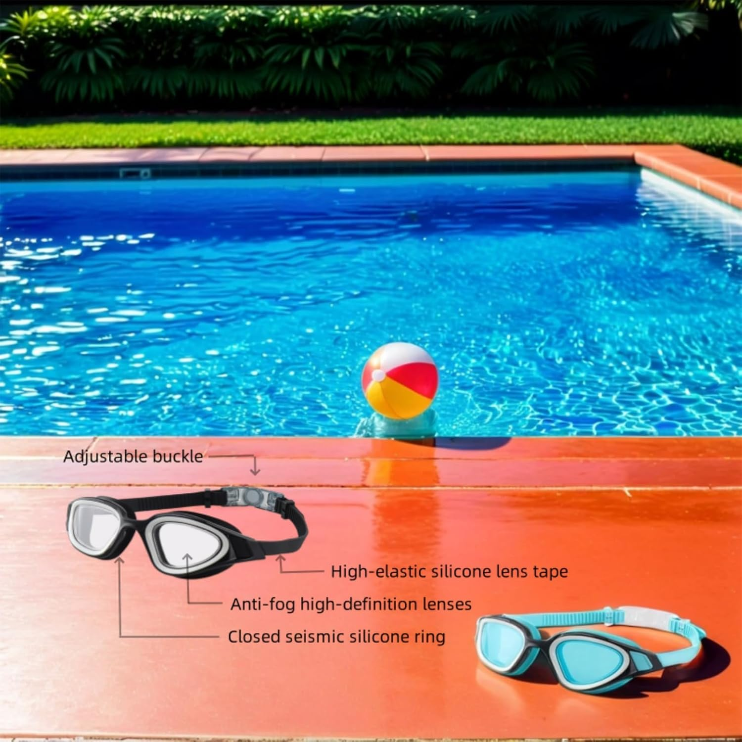 Swim Goggles, Anti-Fog Anti-Uv High-Definition Goggles, No Leakage Swimming Goggles, for Adult Men Women image number 1