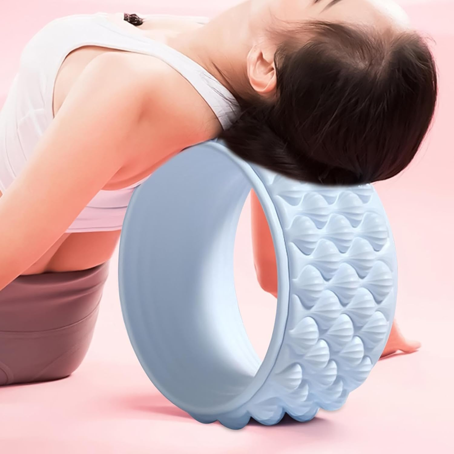 Leoleozz Back Roller - Yoga Wheel for Deep Tissue Muscle Recovery | Multifunctional Fitness Accessories, Core Exercise Tool for Families, Friends (Blue) image number 4