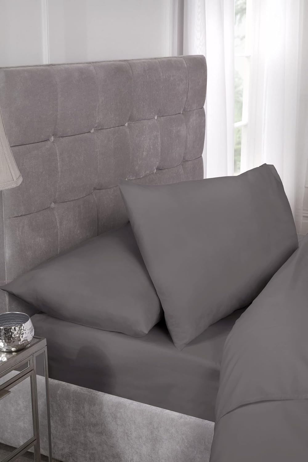 Lex&rsquo;S Linens Extra Large Pillowcases &ndash; Grey Polycotton Bed Pillow Cover Pair 22&Prime; &times; 31&Prime; (55 &times; 78 Cm) &ndash; Soft, Durable & Easy Care image number 2