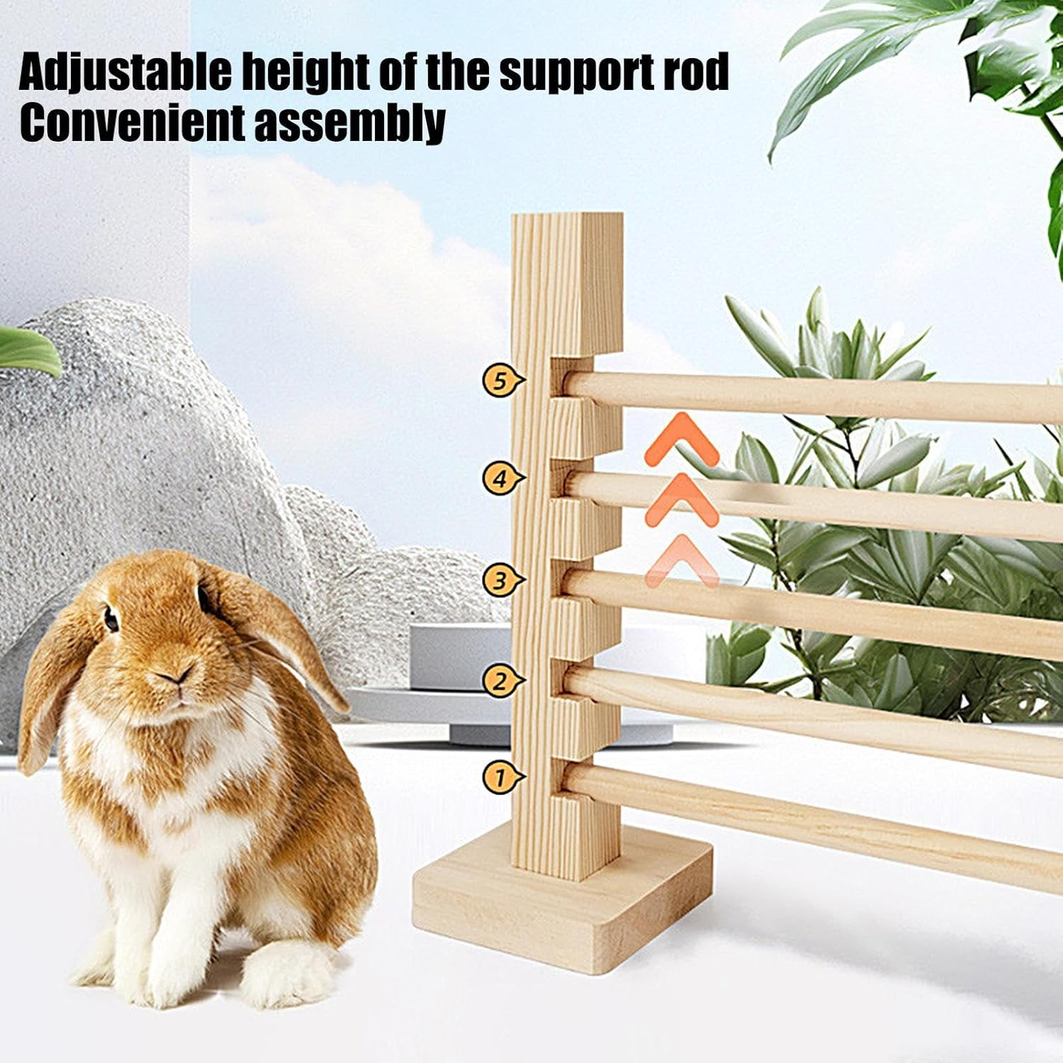 Bunny Jump Bar,Wooden Rabbit Obstacle Exercise Toy - Adjustable Height Small Animal Toy, Training Games for Ferret Chinchilla Indoor Outdoor image number 1