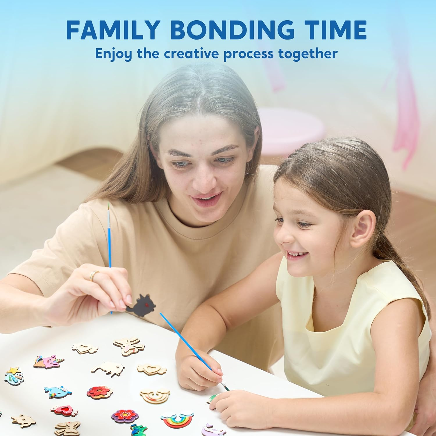 JOYIN 12 Pcs Fantasy Wooden Magnets, Kids Unicorn Painting Craft, Spring and Rainy Day Activities School Art Projects, Toys for Kids Aged 3+ Birthday Easter image number 1