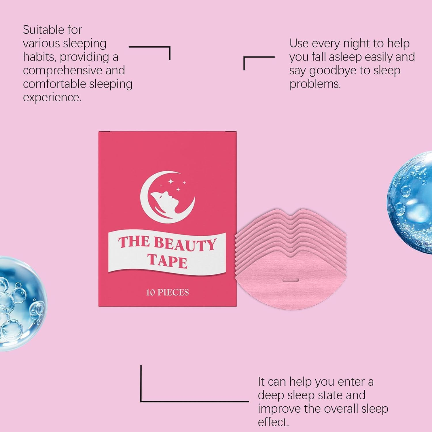 Premium Sleep Tape for Women, Beauty Mouth Patches for Sleeping, Overnight Lip Hydration, Soften Dry Lips While You Sleep,20Pcs