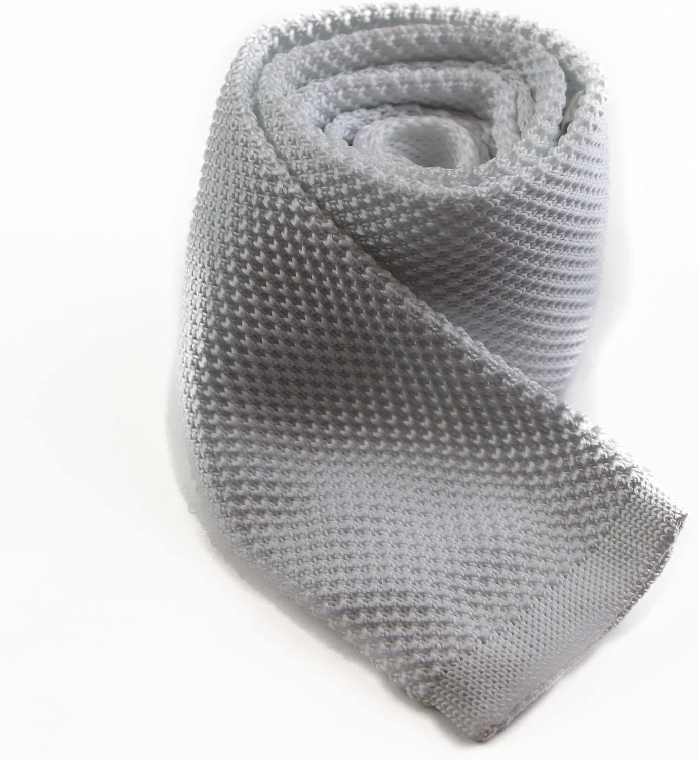 Mens White Knitted Neck Tie image number 2