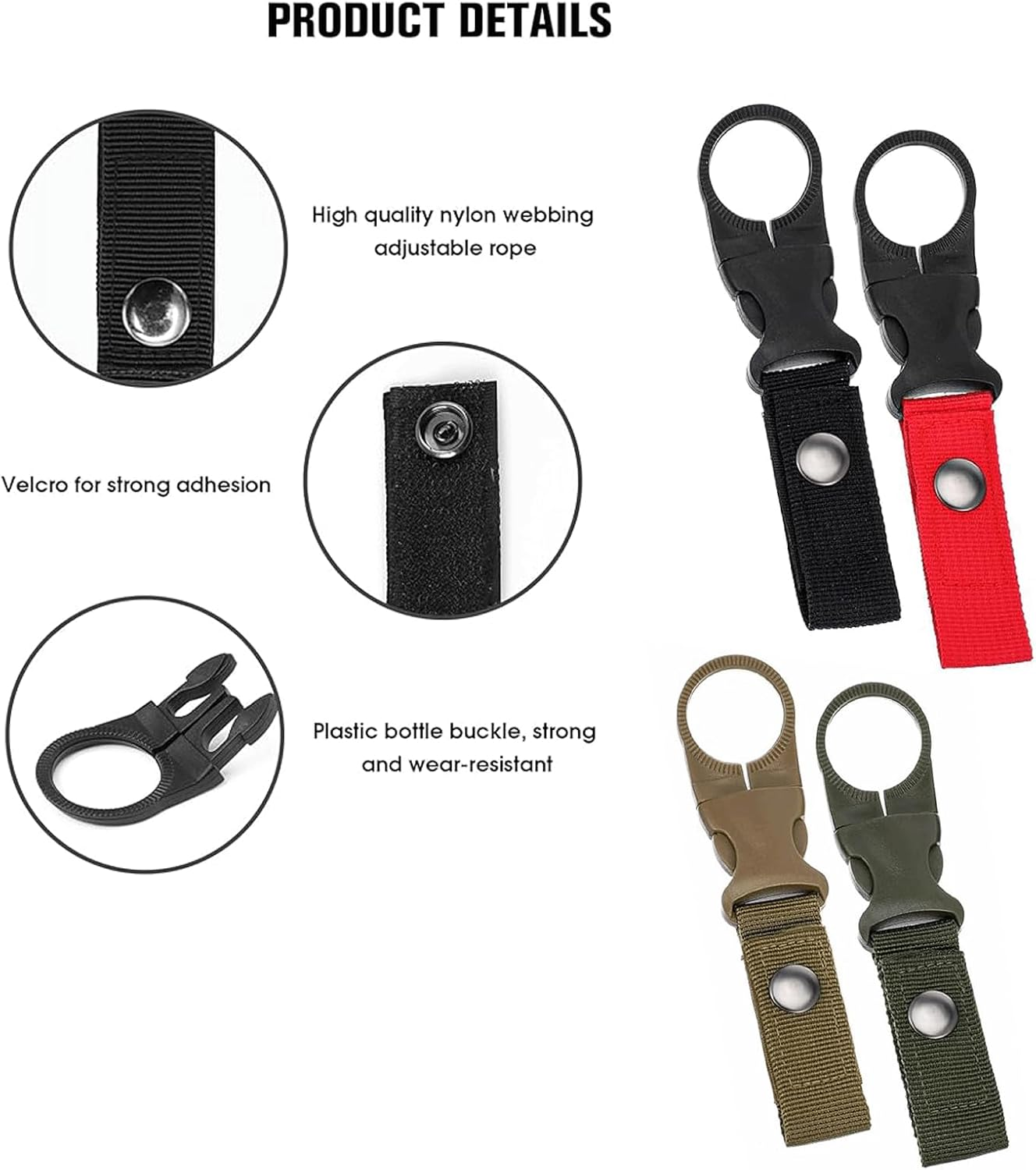 4Pcs Hanging Bottle Buckle Clip Carabiner, Secure Carabiner Keychain for Camping, Hiking, Travel, Sports for Outdoor Camping Hiking Traveling image number 1