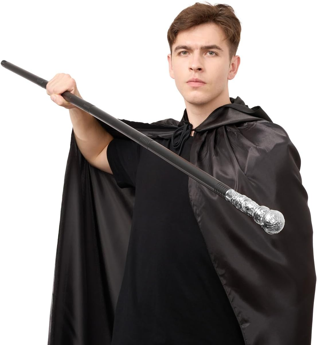 Spooktacular Creations Halloween Silver Walking Cane, Costume Walking Stick, Vintage Cane Prop Accessory for Halloween Party Pretend Play Costume, Halloween Dress Up image number 2