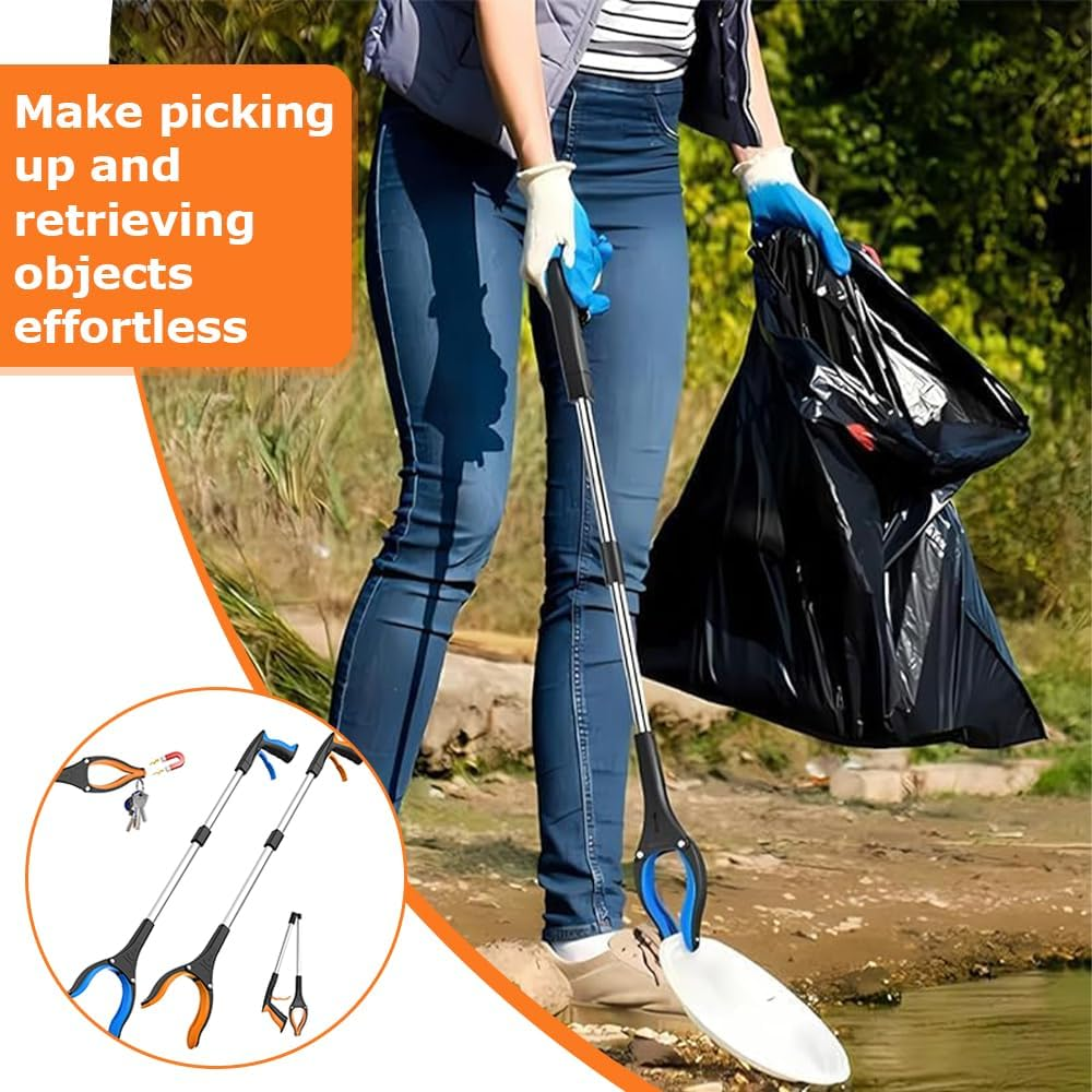 2-Pack Grabber Reacher Tool, Foldable Grab Utensils, Pickup Assistance Tools,With 360&deg; Rotating Jaw and Magnet, Trash Picker, Lightweight Grabbers, for Seniors image number 1