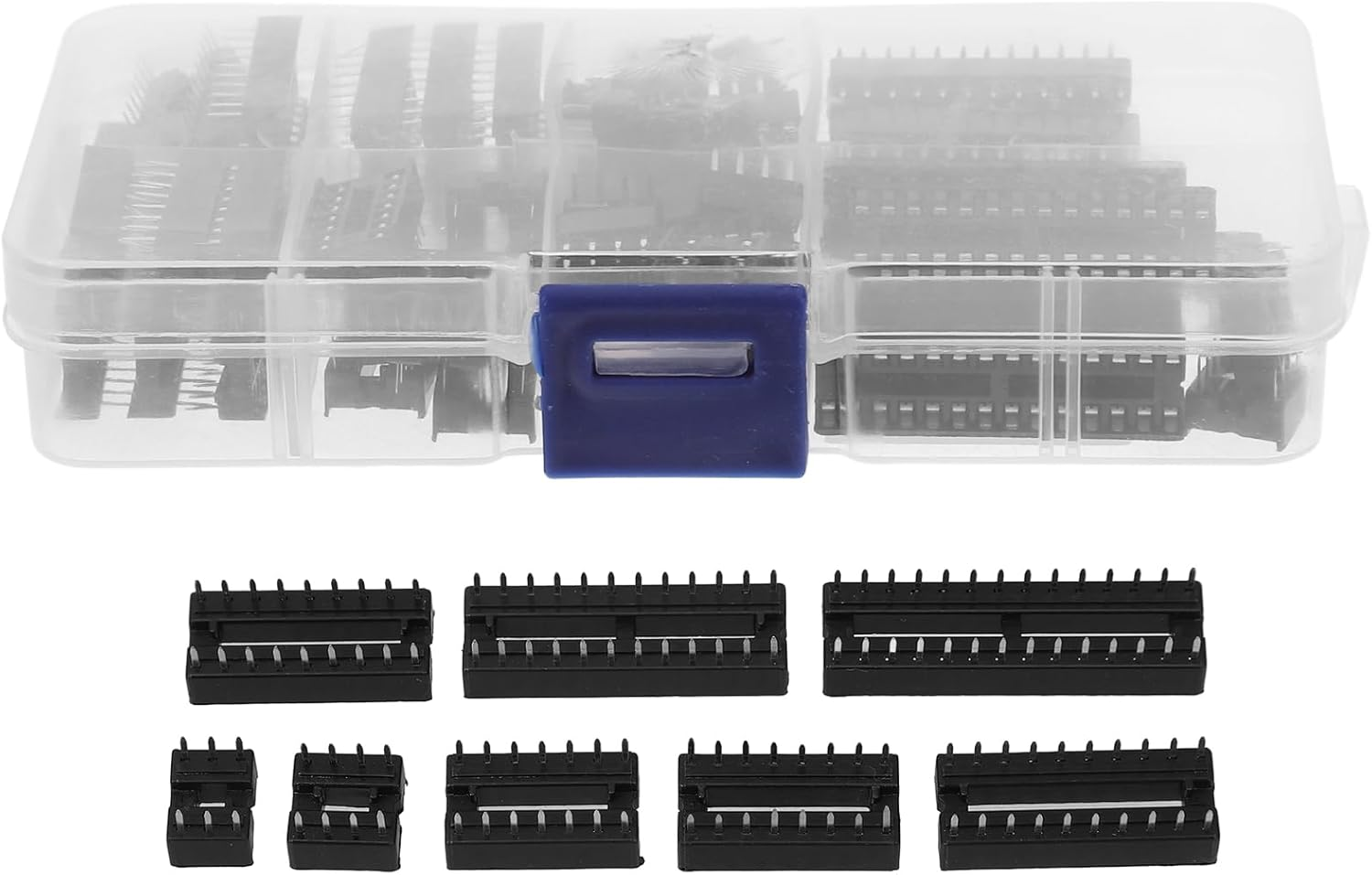 Baluue Set Microcontroller Base Ic Connector Holder Dip 6 8 14 16 18 20 28 Pin DIY Chip Holder Chip Socket Outlet Receptacle Sockets Wire Double Row Pin