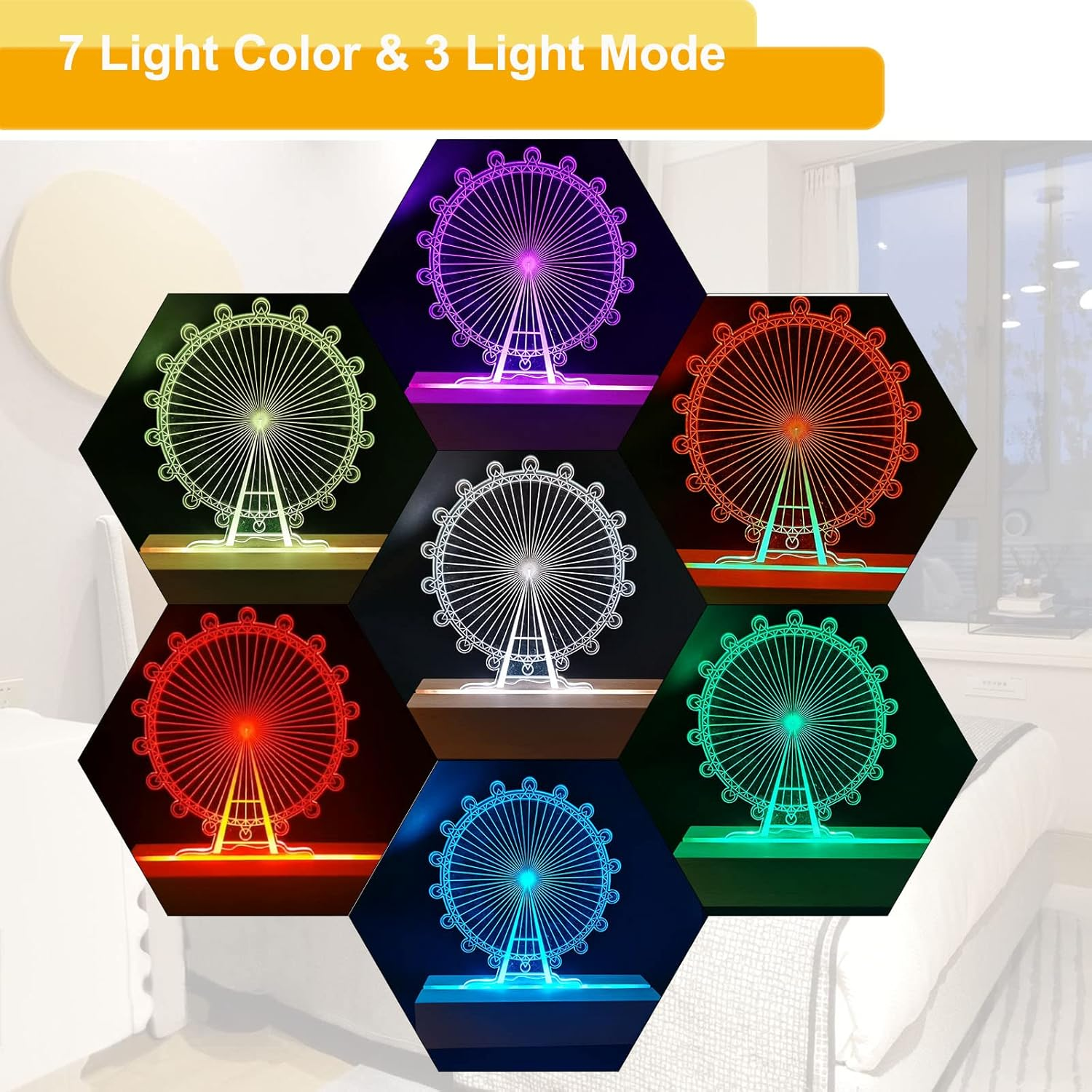 6 Inch Rectangle Display Pedestal, Colorful Rectangle Led Lights Display Base, Crystal Wooden Lighted Base Stand for Acrylic, Crystal, Night Light, Glass Resin Art image number 4