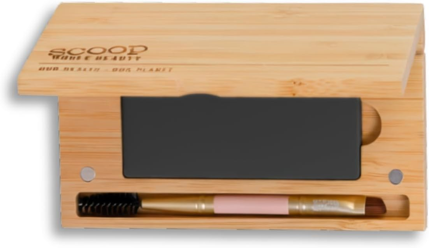 Scoop Whole Beauty Mud Cake Mascara Black, 3 in 1 Volumising Mascara for Lashes Liner Brows, Vegan Cruelty Free, 10G (Midnight Black)