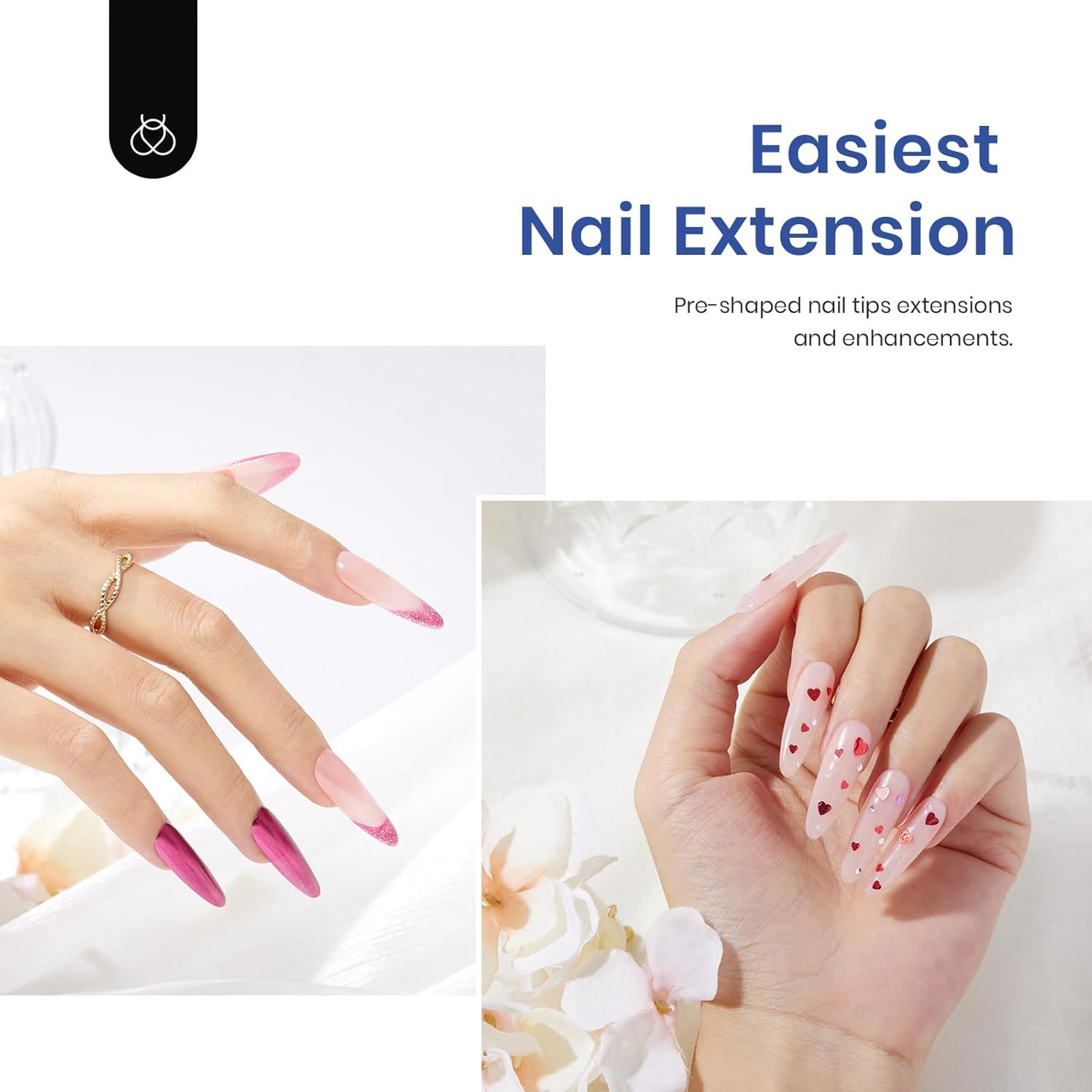 Beetles Gel Nail Kit Gel Nail Polish Nail Extension Kit 500Pcs Long Almond Pre Shaped Clear Full Cover False Nail Tips with 5 in 1 Nail Glue and Innovative Led Nail Lamp for Nail Art Diy Home Manicure image number 4