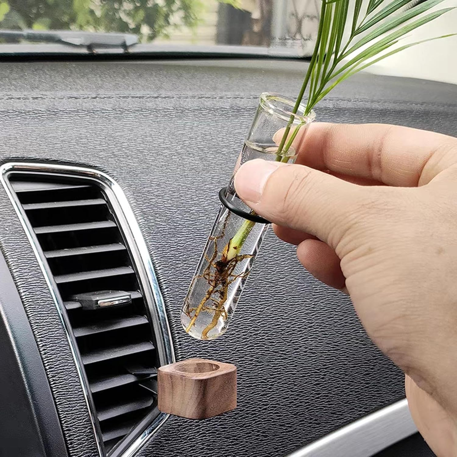Air Vent Plant Vase | Car Flower Vase Mini Clip Plant Holder - Aesthetic Automotive Interior Wooden Decor for Women Mother Wife Girlfriend image number 1