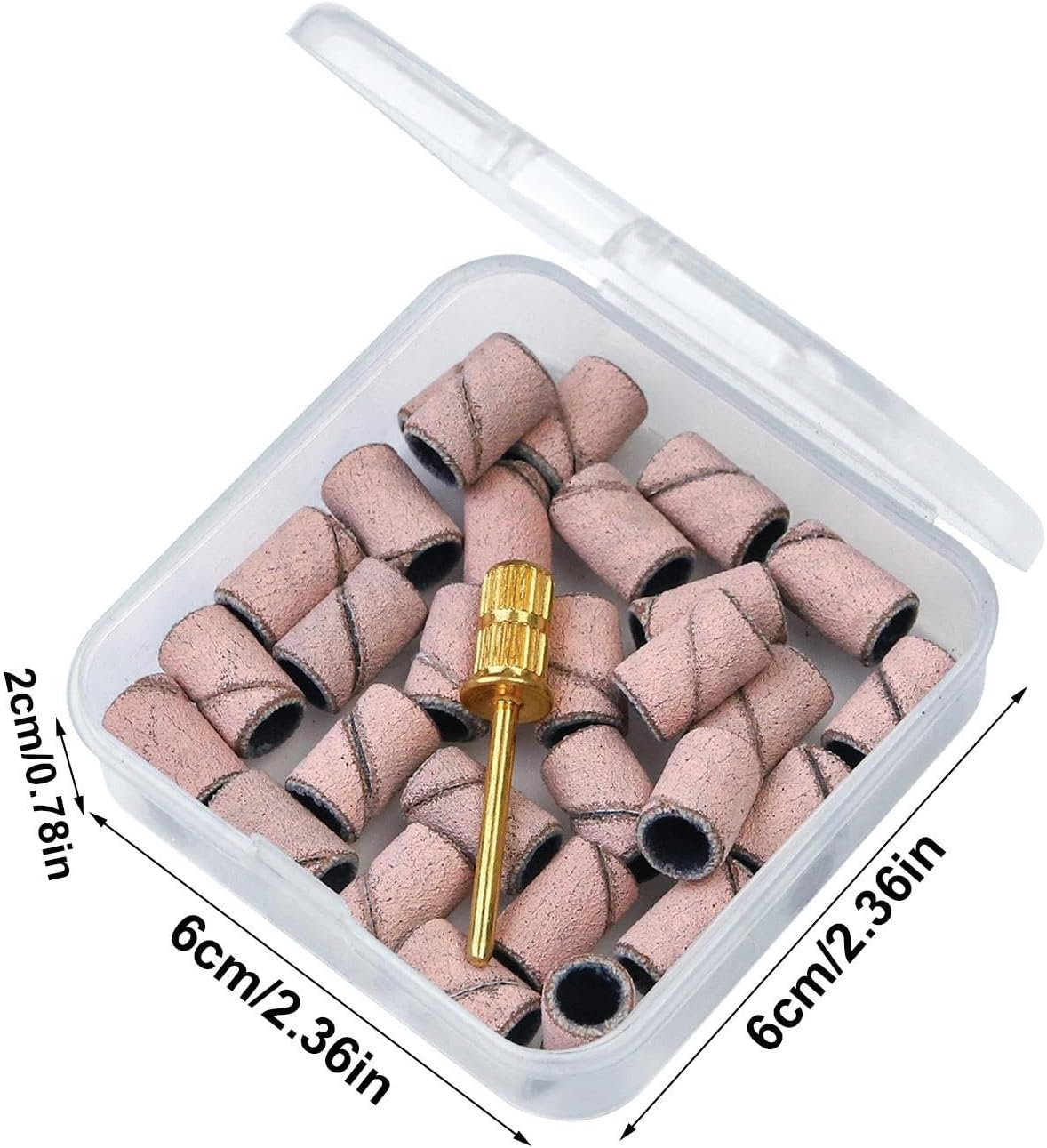 Nail Sanding Bands - Nail File Sanding Bands with Mandrel Bit - Fine Grit Nail File Sanding Bands for Acrylic Nails Gel Manicures and Pedicure Pochy image number 2