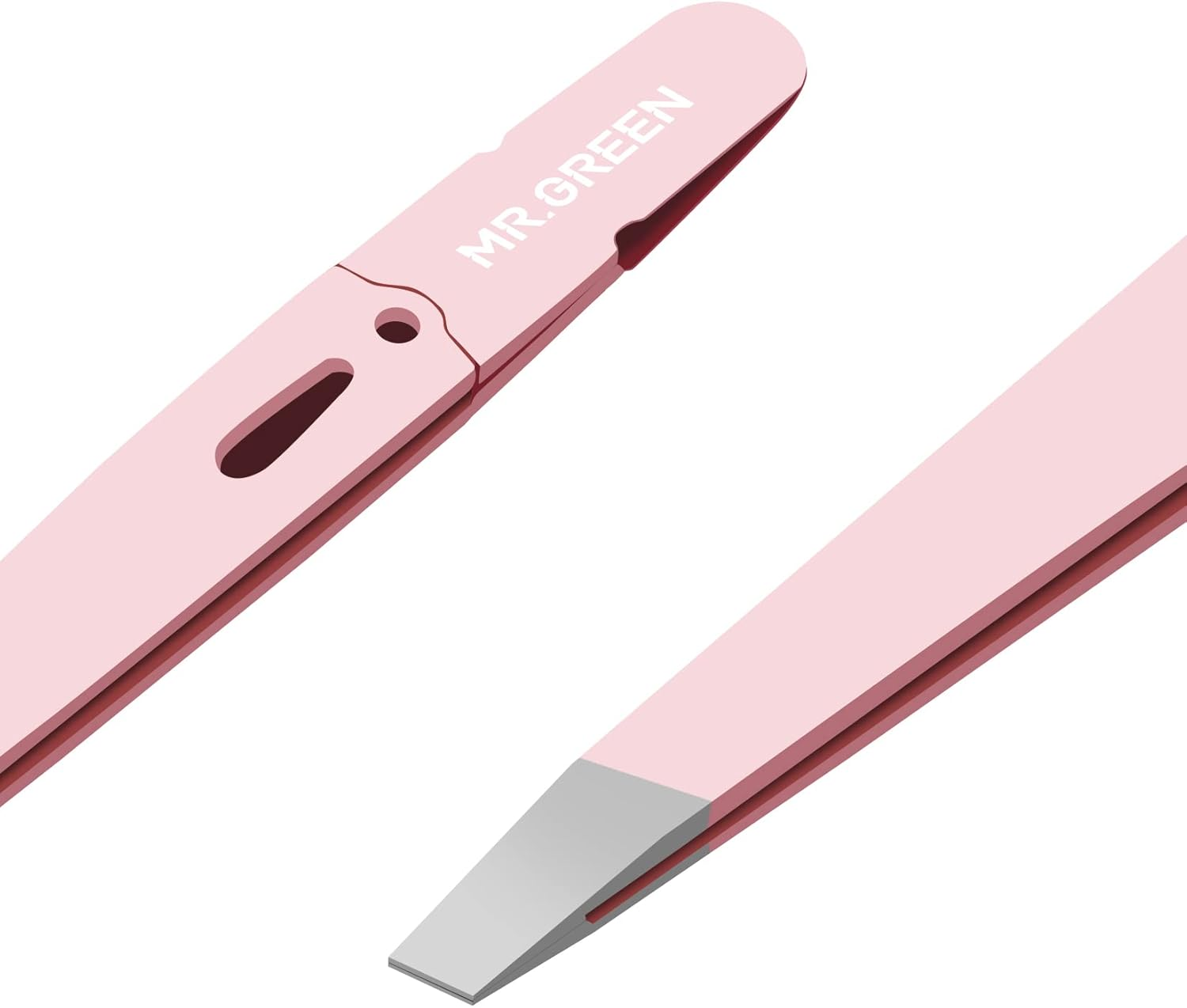 MR.GREEN Eyebrows Tweezers Colorful Beauty Fine Hairs Puller Makeup Tools Stainless Steel Slanted Eye Brow Clips Removal (Orange)