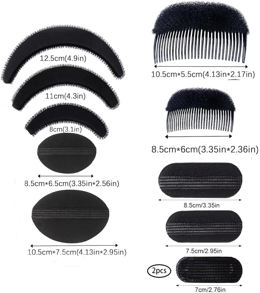 Leanockesa 11Pcs Hair Volume Sponge Bump Set with Invisible Clips,Hair Base Insert Tools for Natural Lift,Thickening Hair Styling and Wig Support