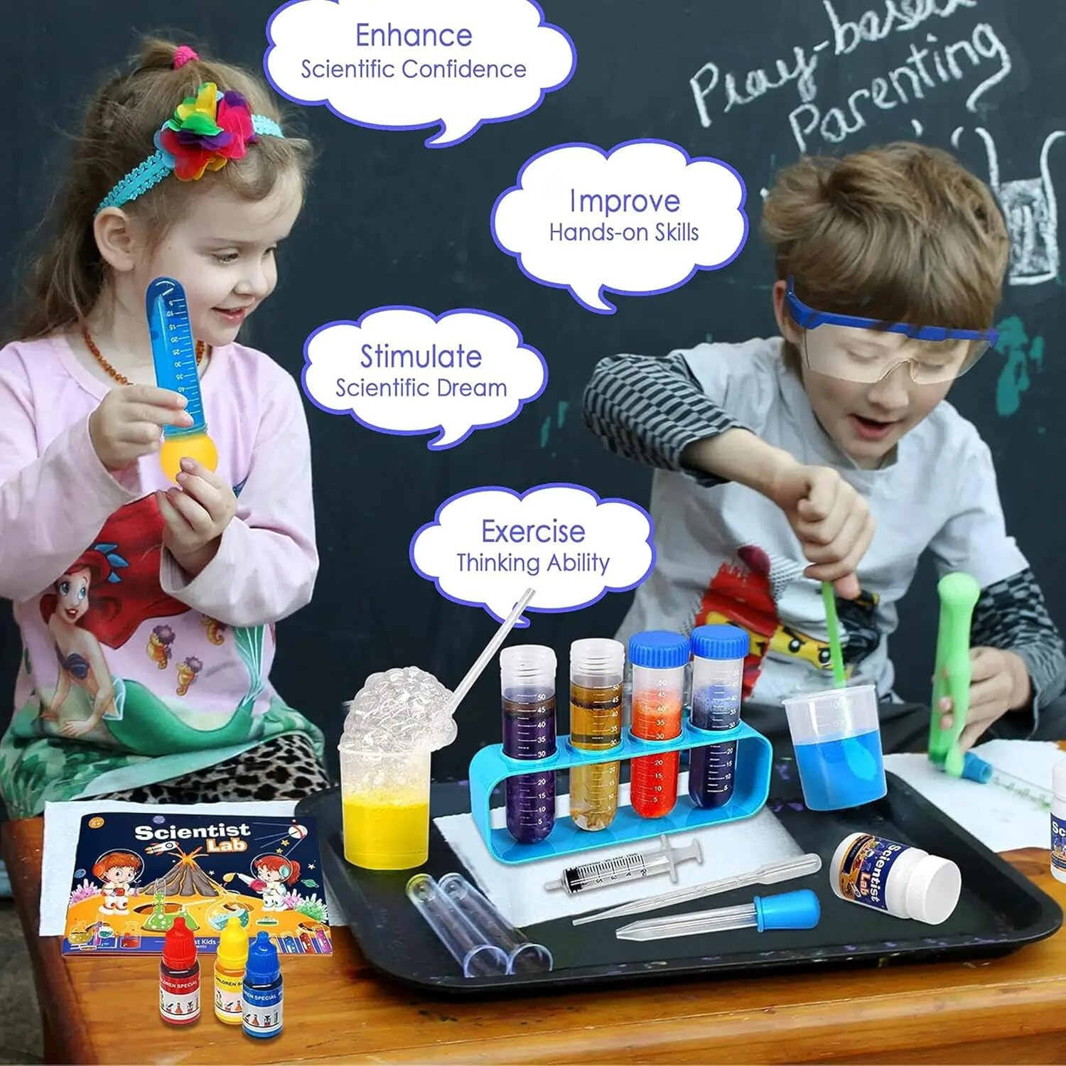 Why2Wise 80+ Science Experiment Kits for Kids with Lab Coat - Scientist Costume Dress up and Role Play STEM Activities Educational Scientist Toys for Boys Girls Chemistry, Age 6,7,8,9,10,11,12,13,14 image number 2