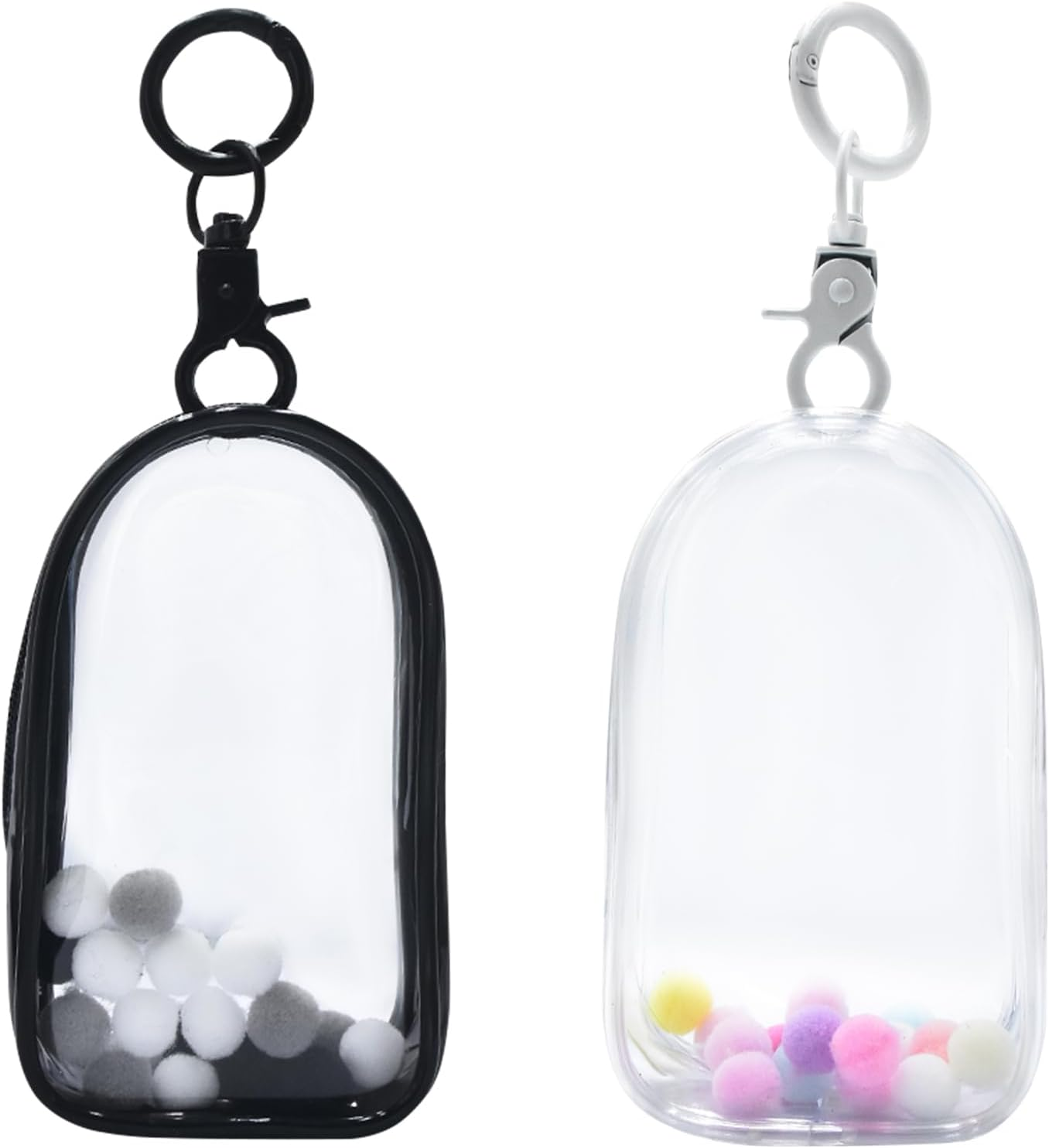 2PCS Clear Figure Display Case with Keychain Portable PVC Small Doll Bags Mini Hanging Doll Blind Box Organizer Zipper Closure Collectibles Display Bag for Mini Figures