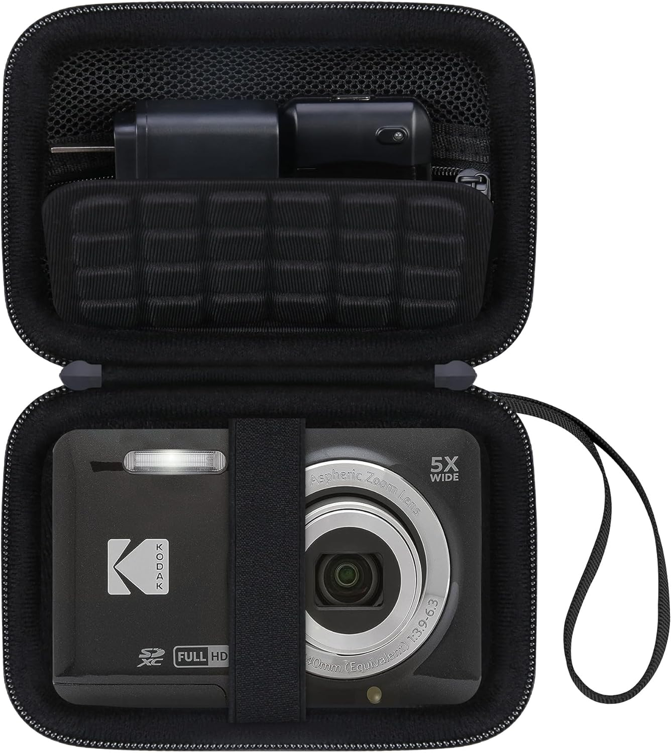 Canboc Hard Case for Kodak PIXPRO FZ55/ FZ45/ FZ43/ FZ53 16MP Digital Camera, Vlogging Camera Bag, Zipper Mesh Pocket Fit Cable, SD Card, Red (Case Only)