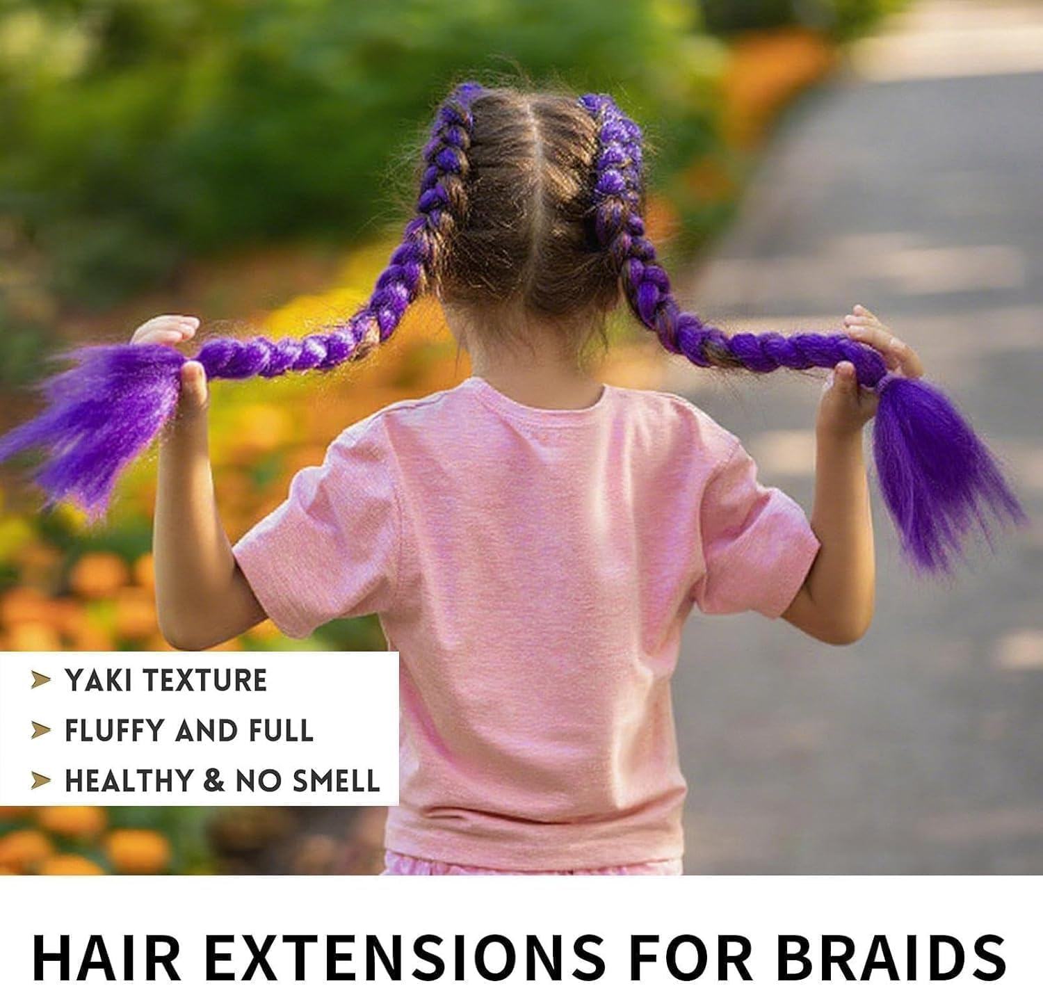 2Pcs Long Purple Braiding Hair for Kids, Pre Stretched Synthetic Braiding Hair Extensions for Braids, for Halloween Christmas Costume Cosplay image number 3