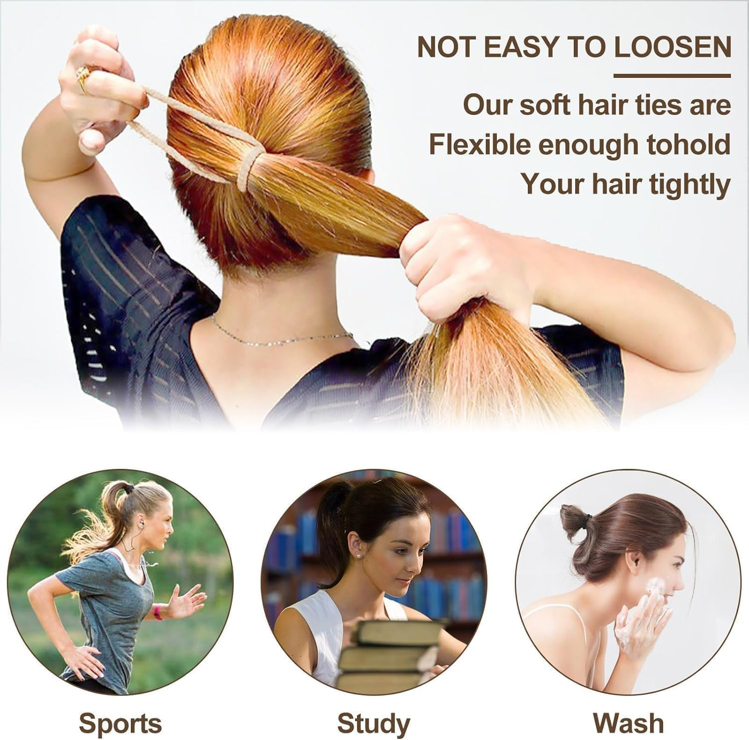 Hanyousheng Pack of 50 Women'S Hair Bobbles, Hair Bobbles Girls, without Metal Braid Elastics, Premium Rubber Bands, Hair Bands, for Girls, Men, Women