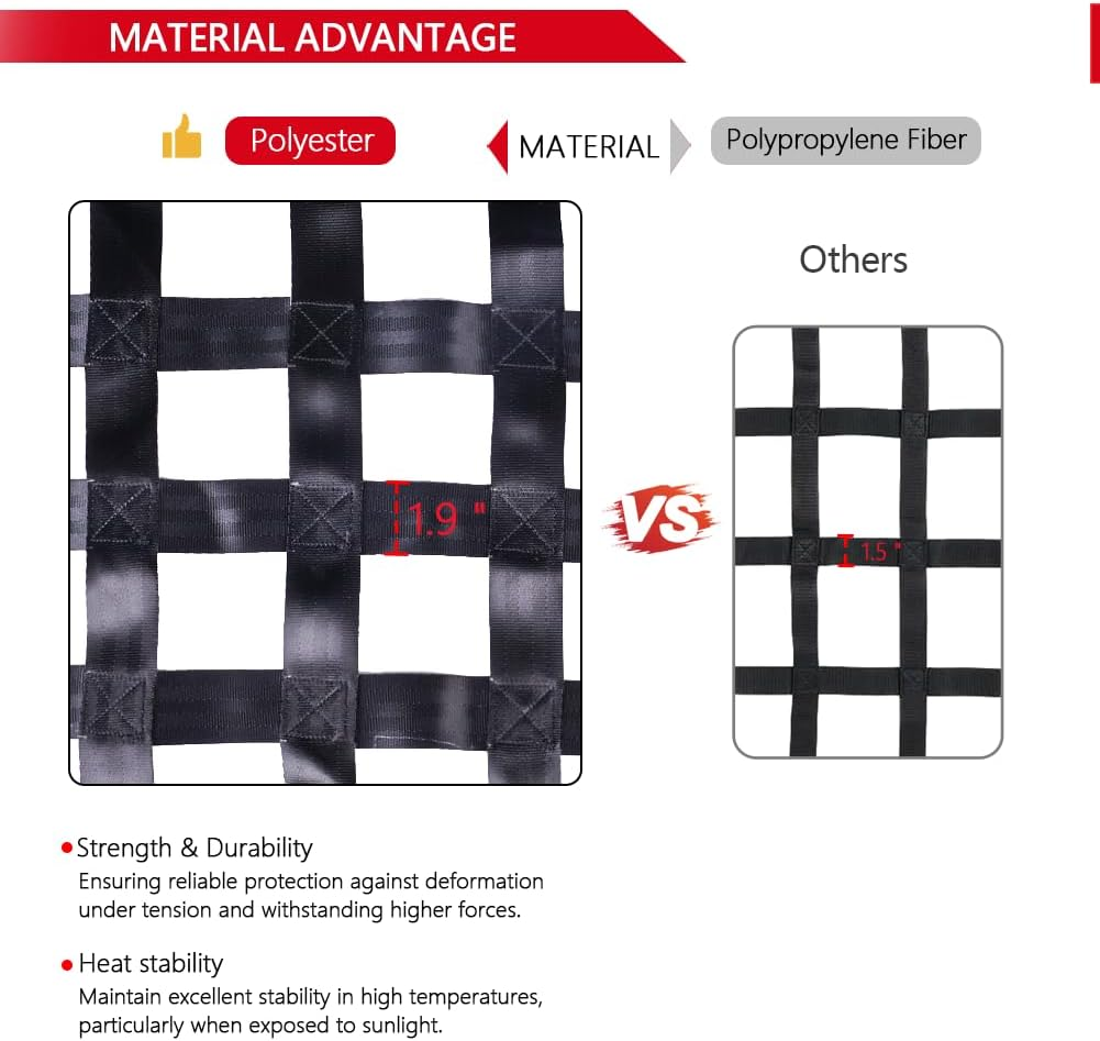 Surmountway Cargo Net for Pickup Truck Bed (66" X 50") - Heavy Duty with 1100LBS Capacity, Cam Buckles & S-Hooks - for Trailer Trucks with Cross Strap image number 6