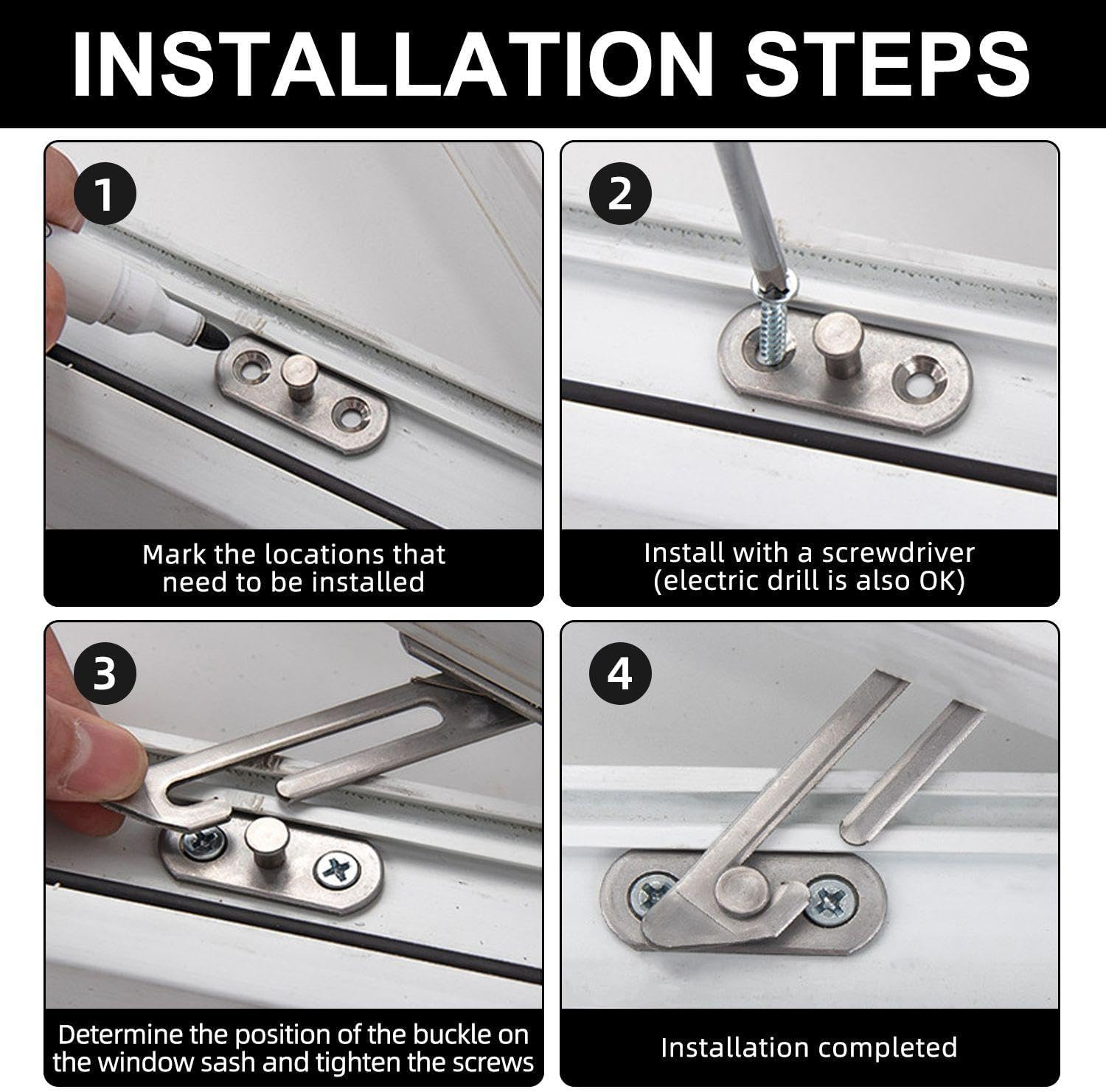 BIFHIG Pack of 2 Stoppers with Screws and 2 Window Gap Brushes, Removable Window Holder, Groove Cleaning Brush, Practical Cleaning Tool. image number 4