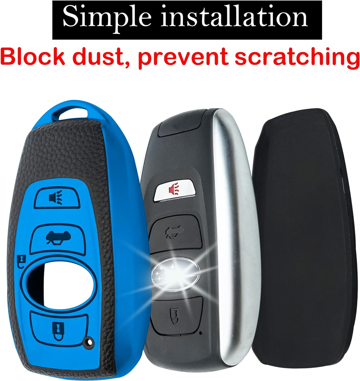 For Subaru Key Fob Cover Case with Keychain,Texture Soft TPU Key Case/Skin, Blue image number 2