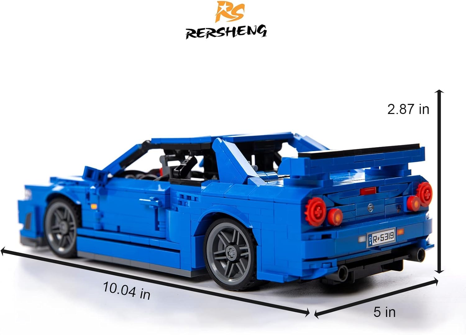1:14 Scale Super Car Model, Mini Sports Car JDM GTRS R34 MOC Technique Building Blocks and Engineering Toy, Adult Collectible Model Cars Kits to Build(833Pieces) image number 2