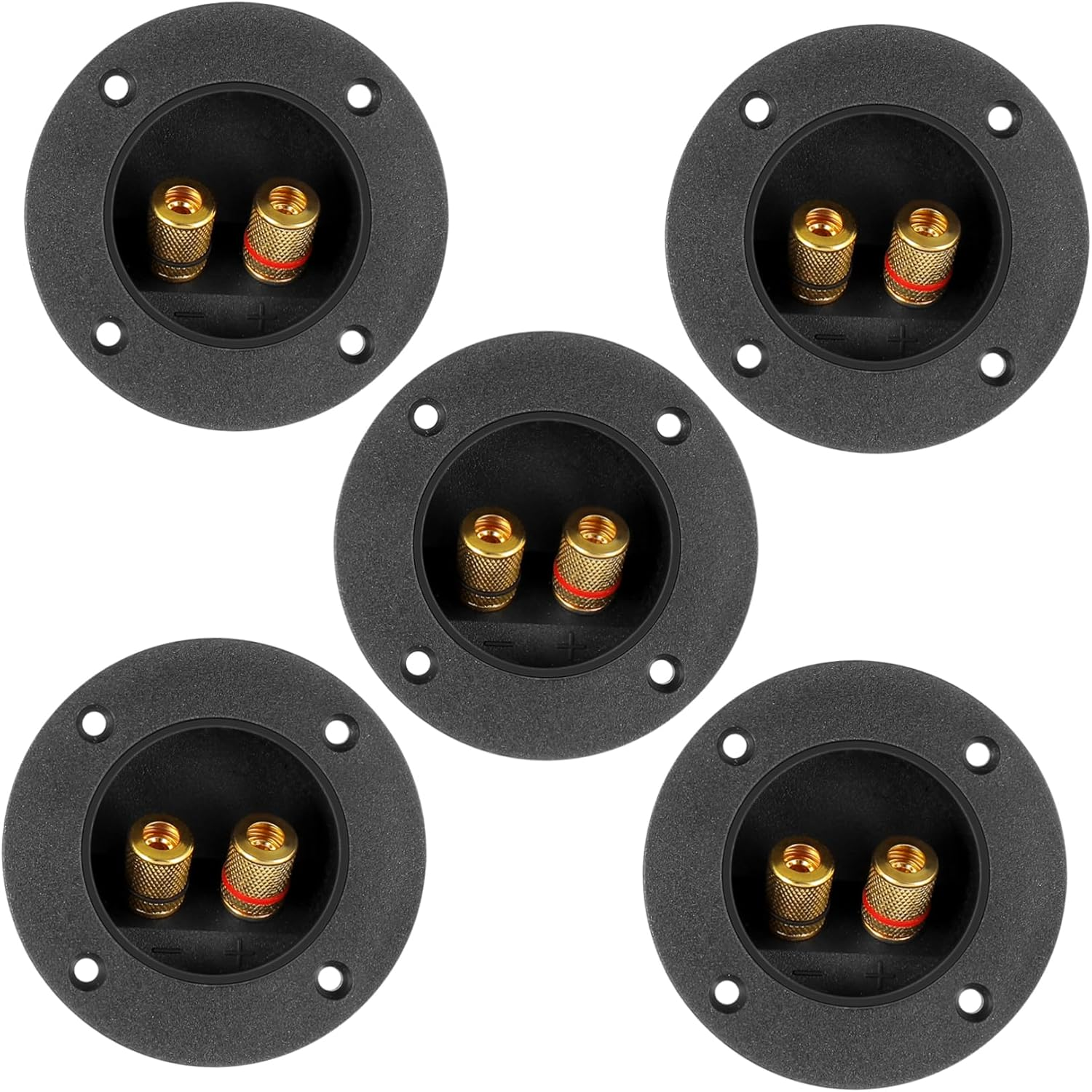 OFFIGAM 5Pcs 2-Way Speaker Terminal Binding Posts round Copper Connector Cups for DIY Hifi Audio Subwoofer Speaker System Home Car Sound Equipment image number 1