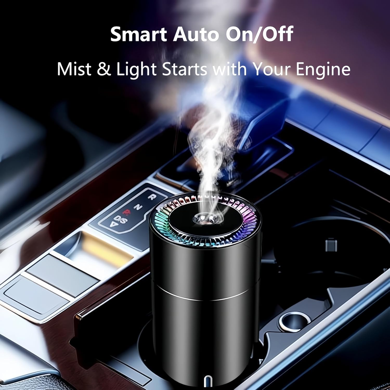 Wireless Rechargeable Car Humidifier & Aroma Diffuser, Premium Aluminum Mini Air Humidifier with 260Ml Tank, 2 Mist Modes, 7-Color LED, Auto Shut-Off, Portable USB-C Car Air Freshener image number 6