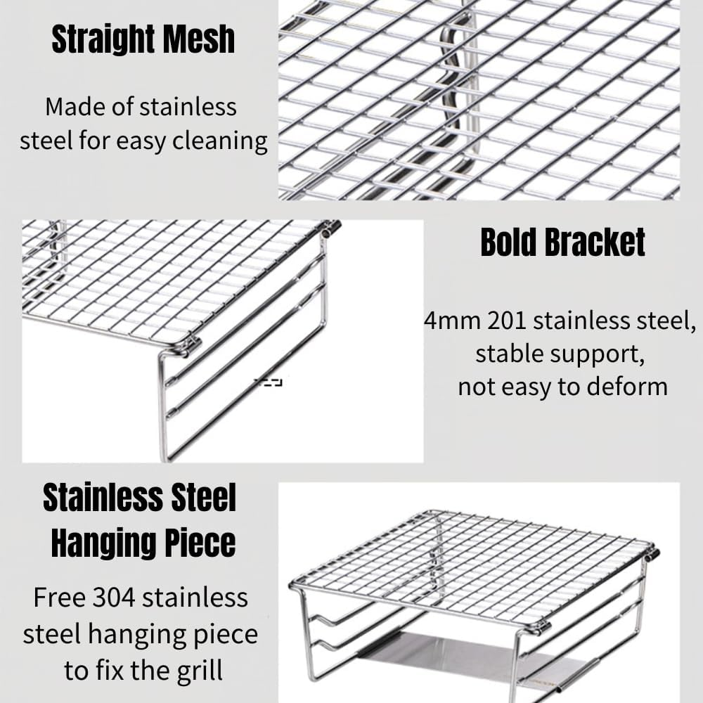 Grill Warming Rack Heavy Duty Stainless Steelgrate Portable Camping Grill with Legs for Outdoor Backpacking Hiking Picnic BBQ, Silver image number 2