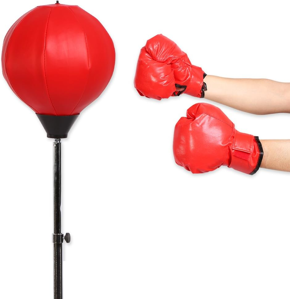 Punching Bag Stand with Gloves, Space-Saving Fitness Boxing Equipment for Stress Relief - Stable Base, Easy Assembly, Home Gym Use