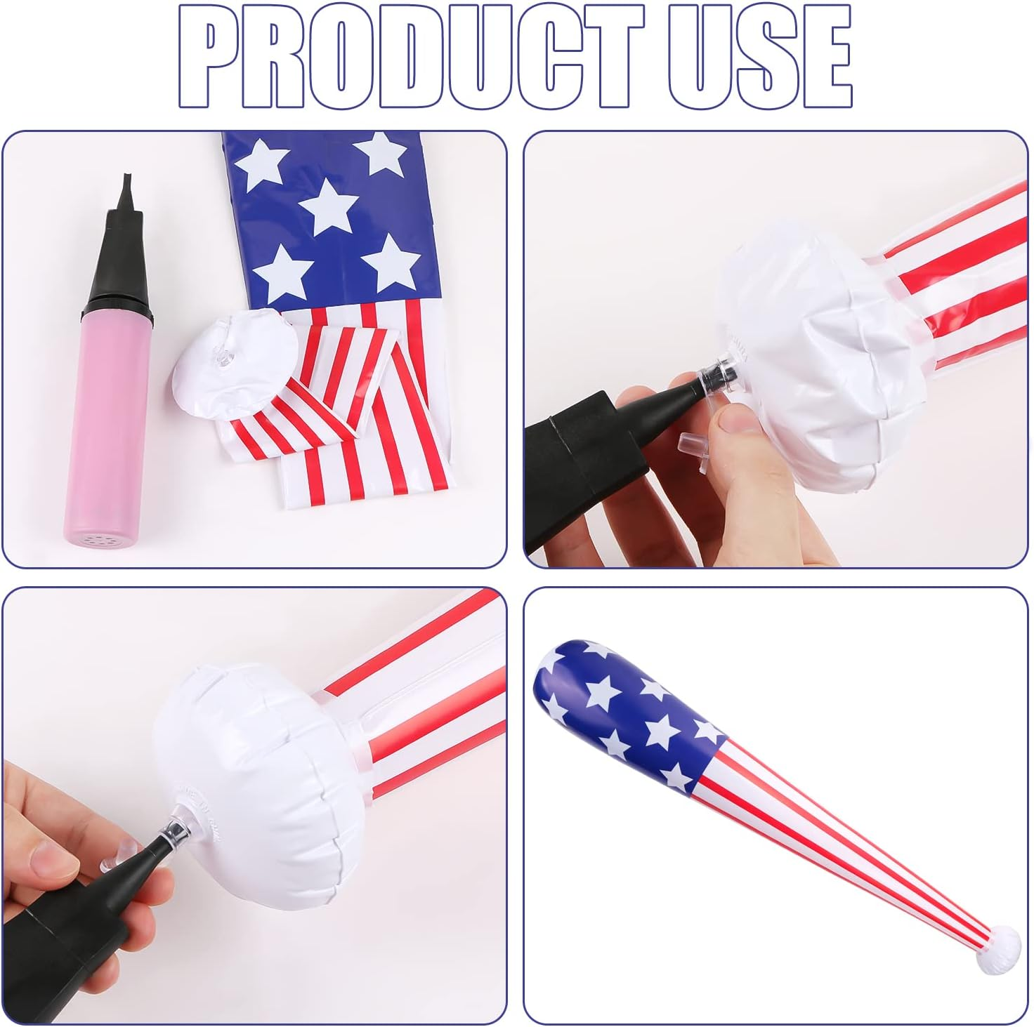 2 Pcs American Flag Inflatable Baseball and Bat, Blow up Beach Ball, Sports Theme Party Favors for Kids Adult Pool, Sports Game Birthday Carnival Decor Photo Props image number 2