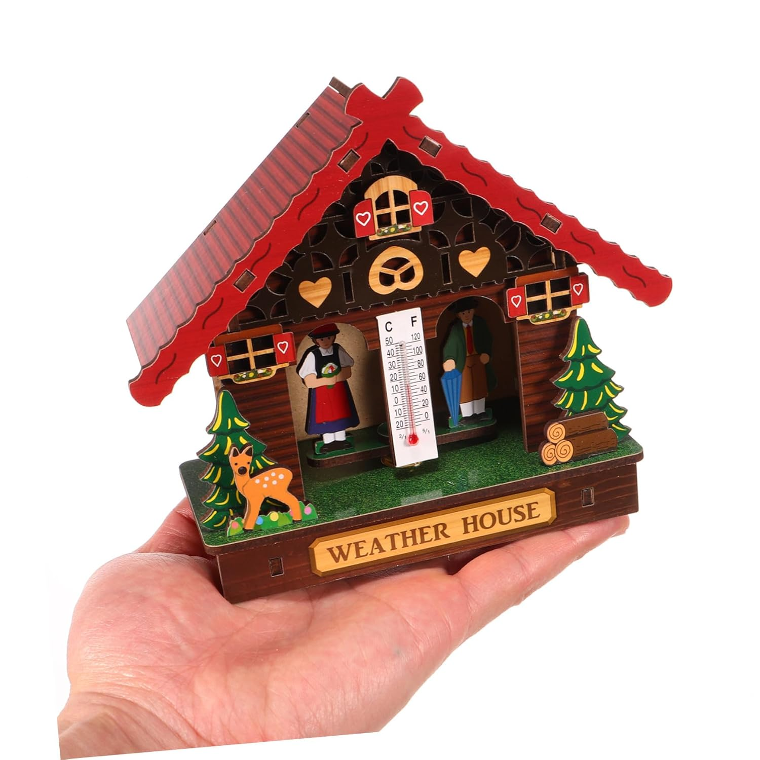 Abaodam Indoor Outdoor Wall Mounted Thermometer Hygrometer Weather Station with Wooden Barometer Accurate Temperature Humidity Gauge for Patio Garden Easy Setup Vertical Hanging image number 6