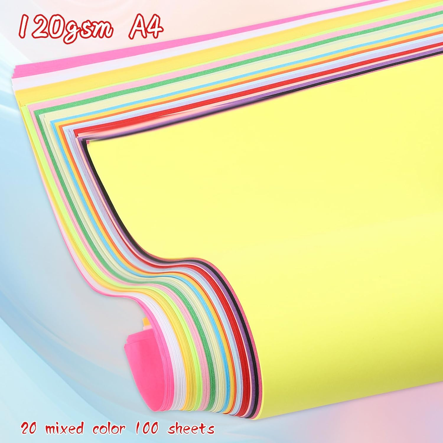 CORORIO A4 Colored Ptinter Paper 100 Sheets of 70Gsm with 20 Vivid Colors for Creative Printing, Crafting, and Art Projects - Perfect for Invitations, School Supplies and DIY Crafts. image number 4