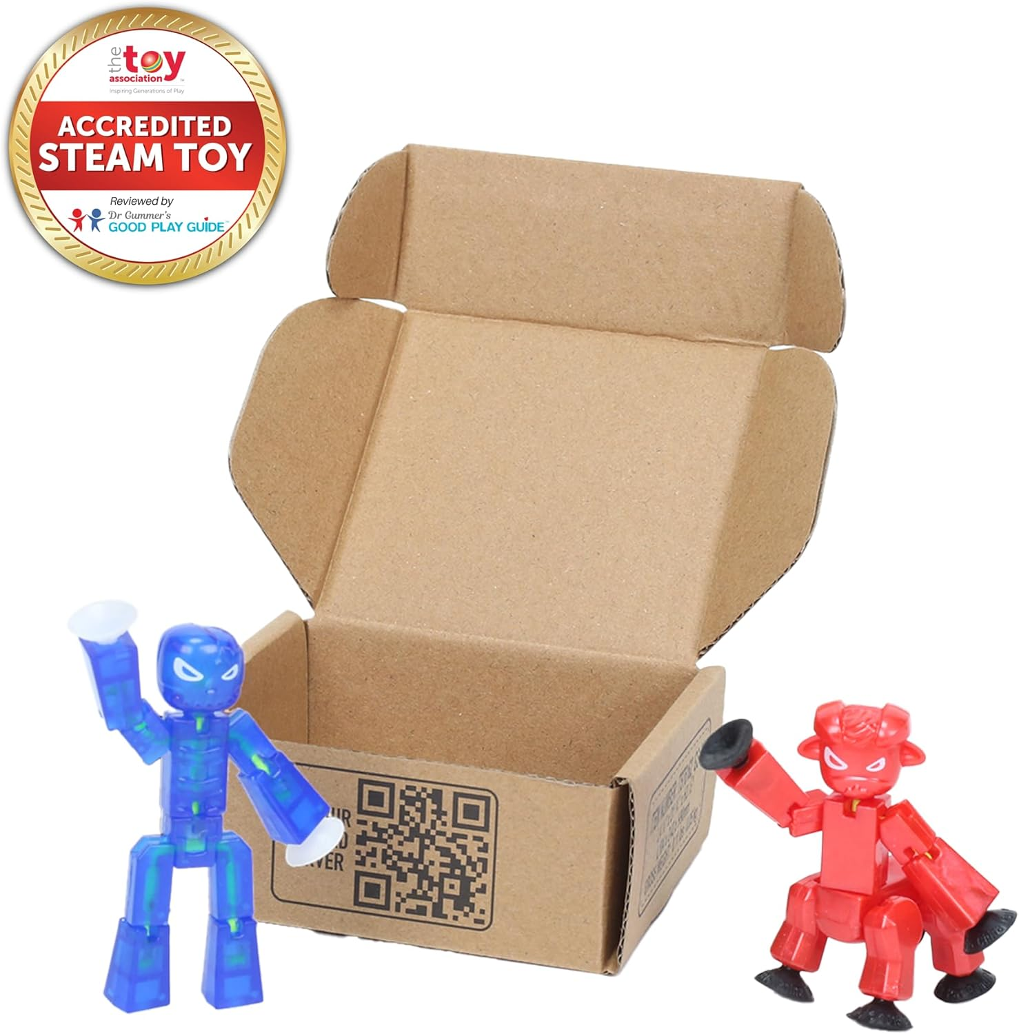 Zing Stikbot Dual Pack - Includes 2 Stikbots - Collectible Action Figures, Stop Motion Animation, Ages 4 and up (Indigo Clear Blue (Grim) + Red Chrome (Kyron)) image number 6